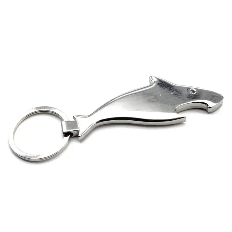 Shark Shaped Bottle Opener Keychain Shaped Zinc Alloy Ring Beer Bottle Opener Creative Corkscrew Keychain Pendant Party Gift