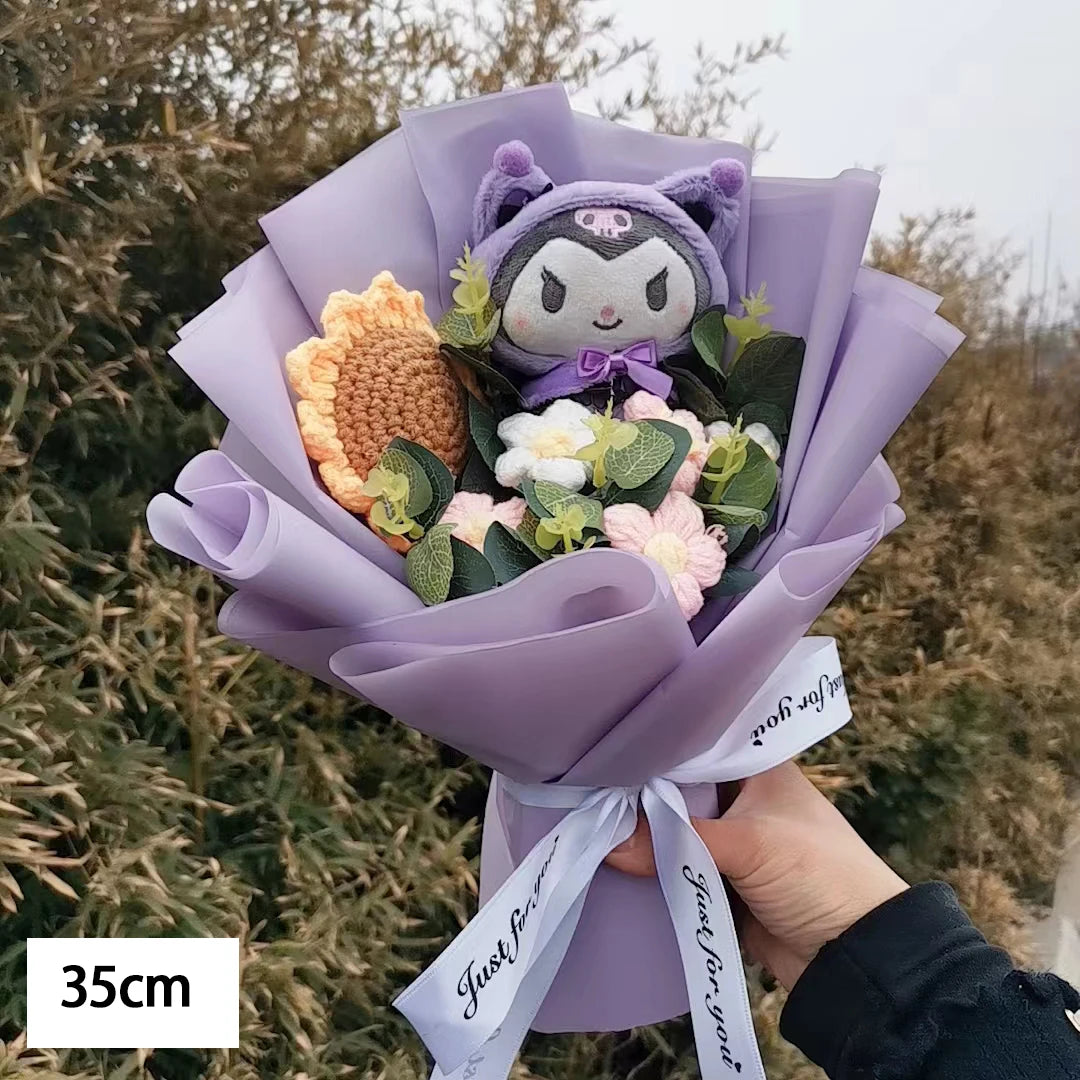 Hello Kitty Cartoon Plush Bouquet  Anime Rose Flowers Doll Home Wedding Decoration Christmas Valentine's Day Gift