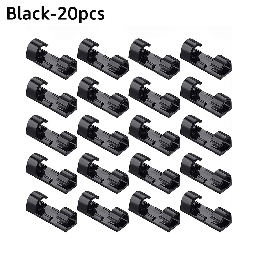 5/20/40/60Pcs Self-Adhesive Cable Organizer Clip Desk Tidy Management Clip Cable Protector For Mouse Headset Wire Storage Winder