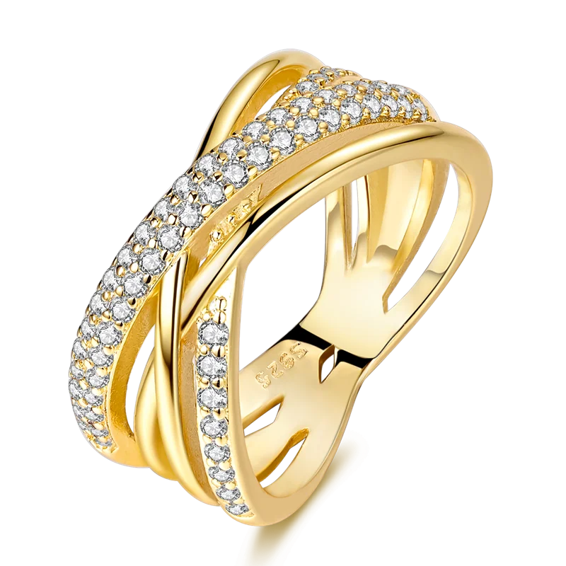 925 Sterling Silver Rings Gold Color Sparking Popular LOVE Wedding Ring Certified Women Engagement Jewelry Anniversary Gifts