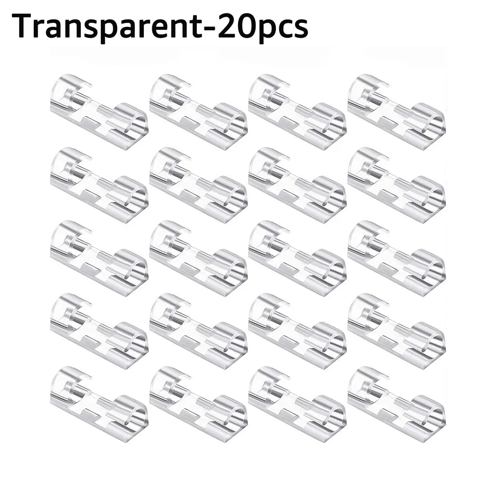 5/20/40/60Pcs Self-Adhesive Cable Organizer Clip Desk Tidy Management Clip Cable Protector For Mouse Headset Wire Storage Winder