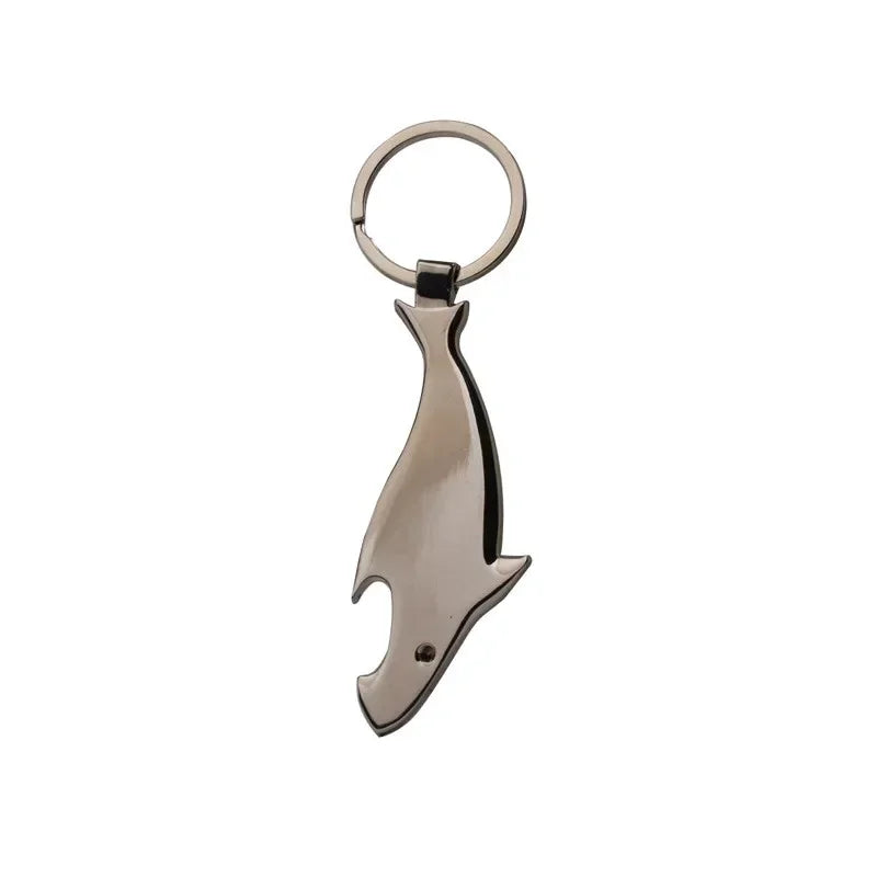 Shark Shaped Bottle Opener Keychain Shaped Zinc Alloy Ring Beer Bottle Opener Creative Corkscrew Keychain Pendant Party Gift