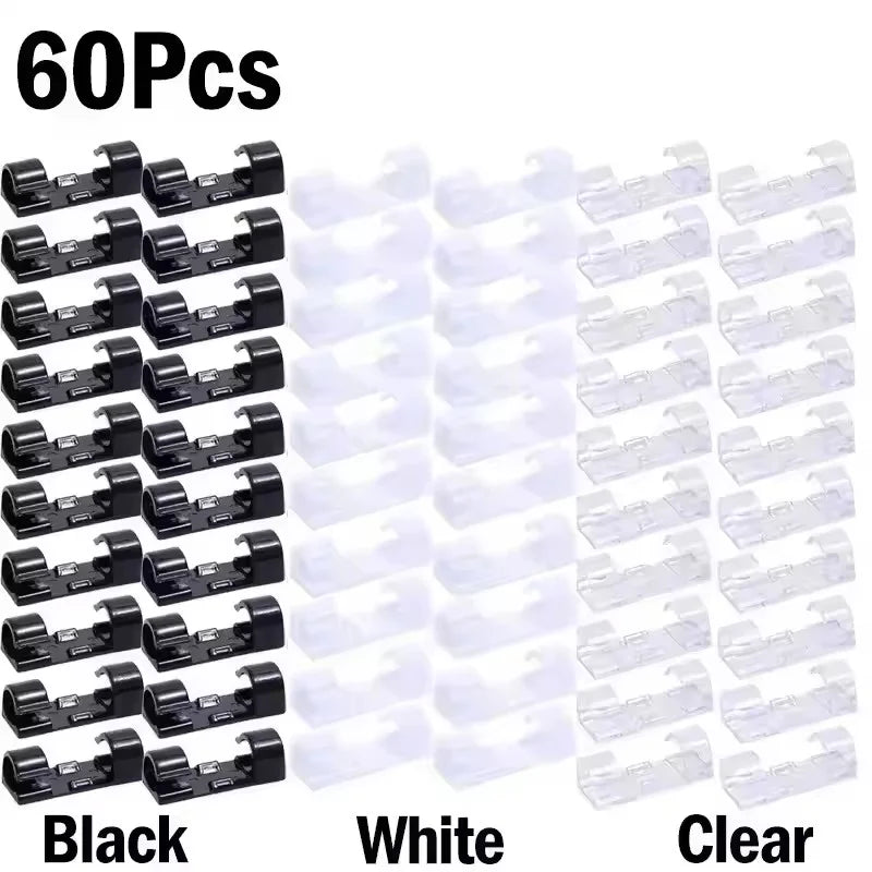 5/20/40/60Pcs Self-Adhesive Cable Organizer Clip Desk Tidy Management Clip Cable Protector For Mouse Headset Wire Storage Winder