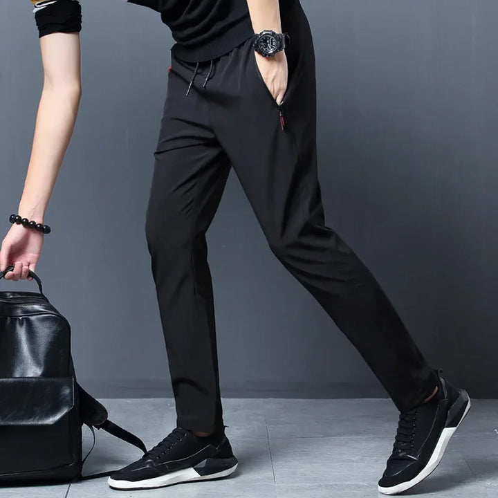 Men's Casual Pants Straight Slim Fit Elastic Waist Jogger Korean Classic Blue Black Gray Male Brand Trousers Plus Size