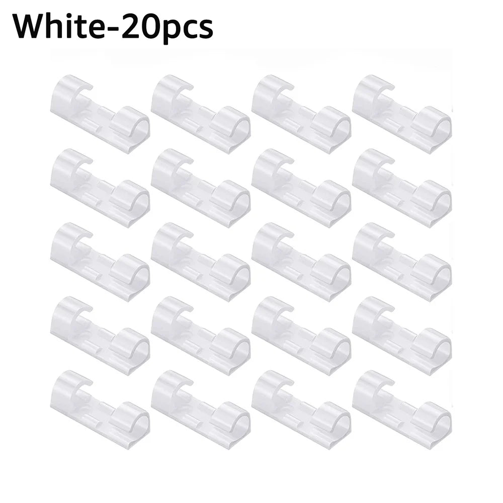 5/20/40/60Pcs Self-Adhesive Cable Organizer Clip Desk Tidy Management Clip Cable Protector For Mouse Headset Wire Storage Winder