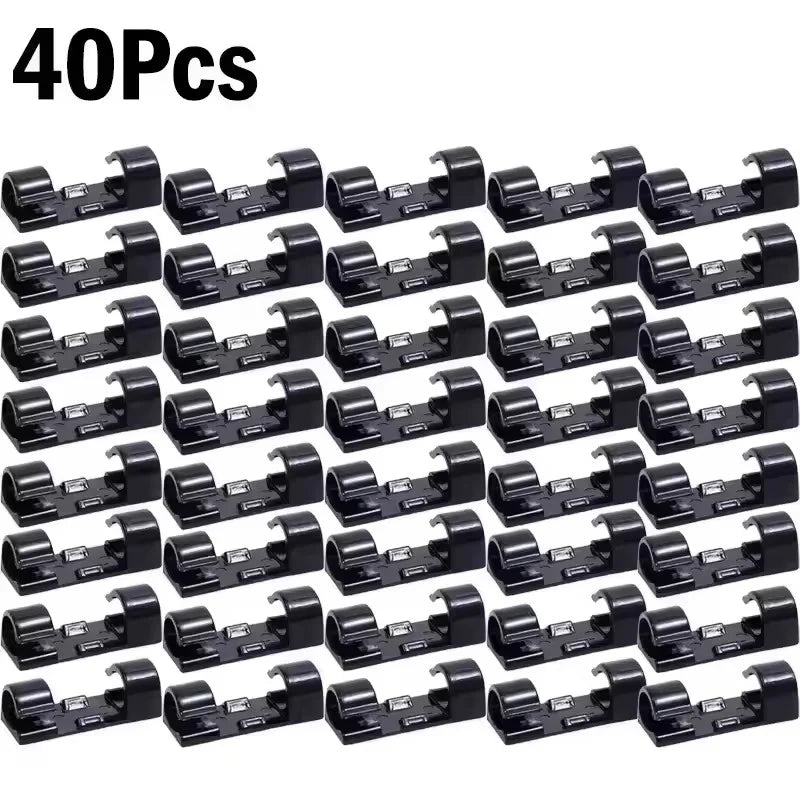 5/20/40/60Pcs Self-Adhesive Cable Organizer Clip Desk Tidy Management Clip Cable Protector For Mouse Headset Wire Storage Winder