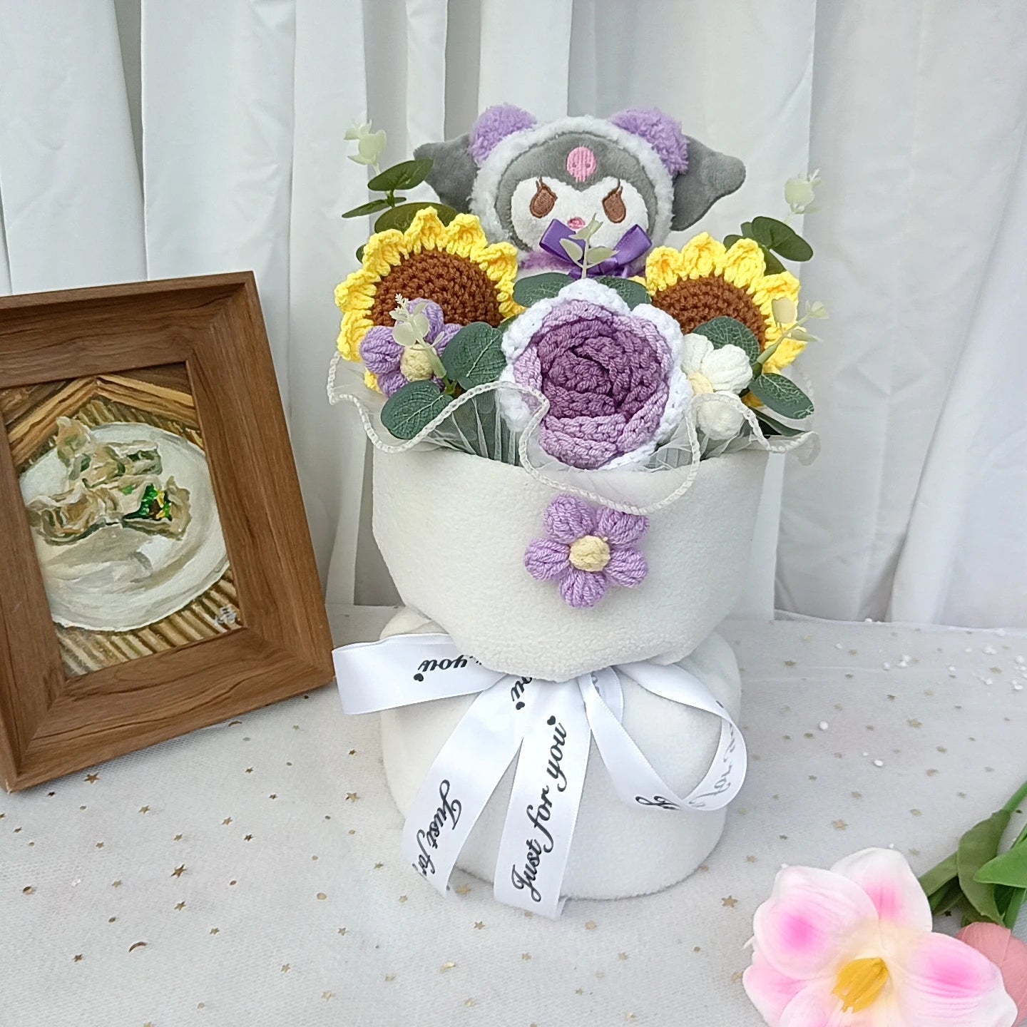 Hello Kitty Cartoon Plush Bouquet  Anime Rose Flowers Doll Home Wedding Decoration Christmas Valentine's Day Gift