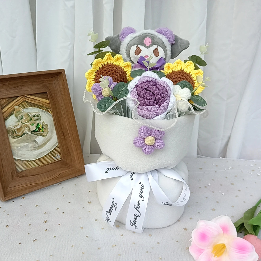 Hello Kitty Cartoon Plush Bouquet  Anime Rose Flowers Doll Home Wedding Decoration Christmas Valentine's Day Gift