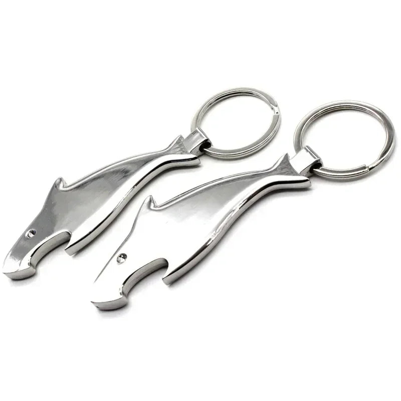 Shark Shaped Bottle Opener Keychain Shaped Zinc Alloy Ring Beer Bottle Opener Creative Corkscrew Keychain Pendant Party Gift