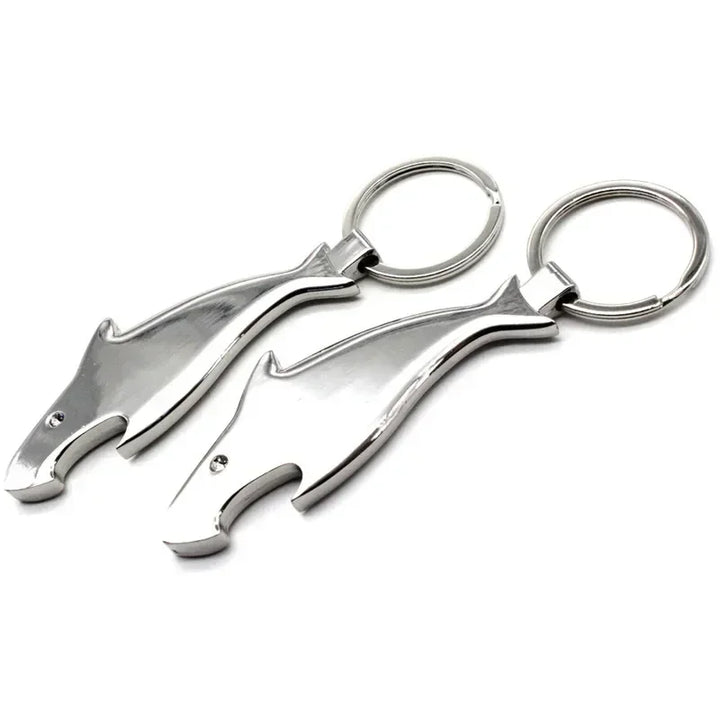 Shark Shaped Bottle Opener Keychain Shaped Zinc Alloy Ring Beer Bottle Opener Creative Corkscrew Keychain Pendant Party Gift