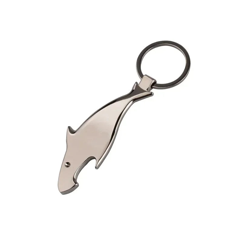Shark Shaped Bottle Opener Keychain Shaped Zinc Alloy Ring Beer Bottle Opener Creative Corkscrew Keychain Pendant Party Gift