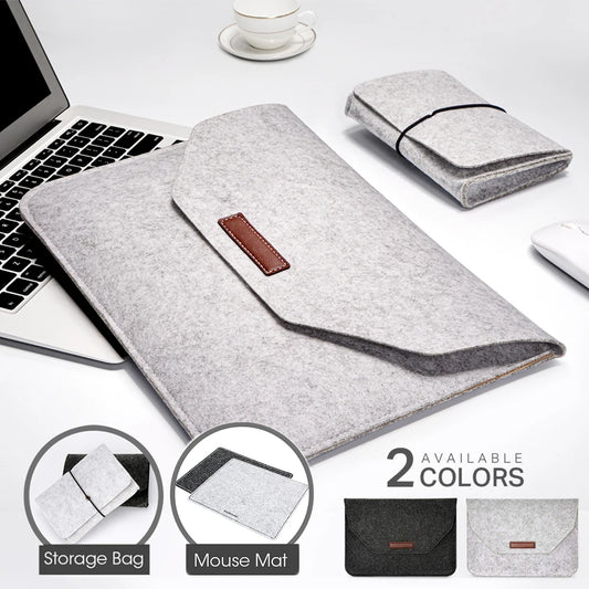 Wool Felt Laptop Bags Sleeve Cover 11" 13 15.6 inch For Macbook Air Pro Case For Notebook With Mousepad Or Power Mini-Pack Gift