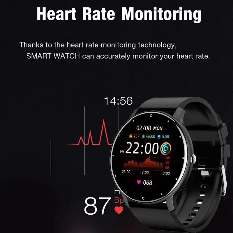 Fashion Men's Smart Watch Full Touch Screen Sports Fitness Tracker IP68 Waterproof Bluetooth Smartwatch for Men Women Smartphone
