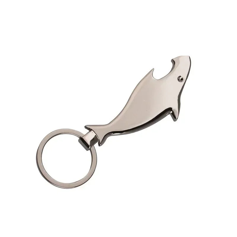 Shark Shaped Bottle Opener Keychain Shaped Zinc Alloy Ring Beer Bottle Opener Creative Corkscrew Keychain Pendant Party Gift